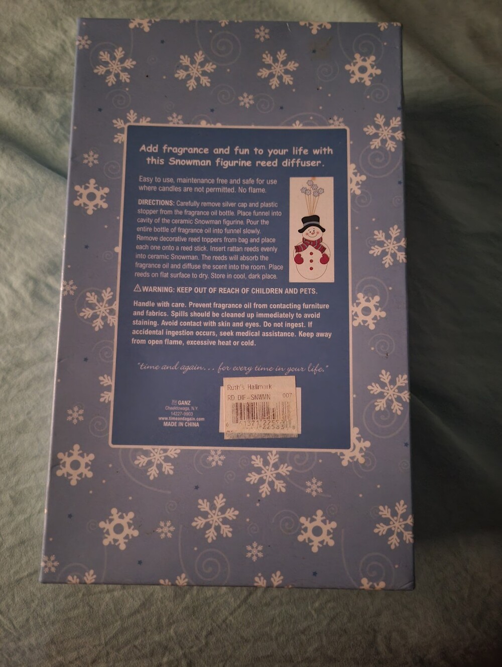 Time And Again Snowman Reed Diffuser Set - Picture 2 of 2